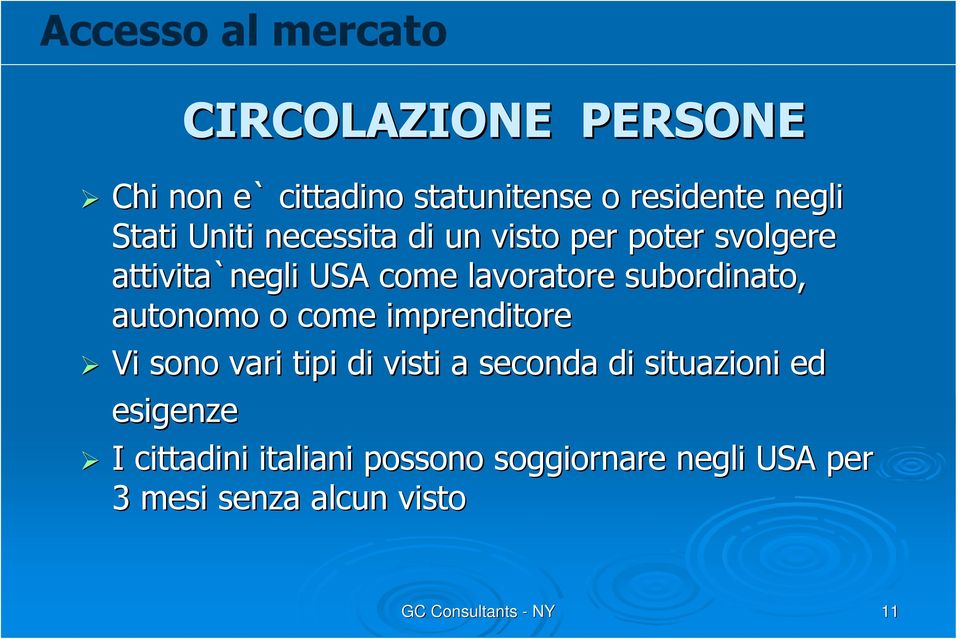 subordinato, autonomo o come imprenditore Vi sono vari tipi di visti a seconda di situazioni ed