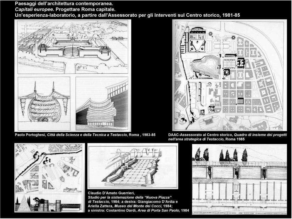 della Tecnica a Testaccio, Roma, 1983-85 DAAC-Assessorato al Centro storico, Quadro di insieme dei progetti nell area strategica di Testaccio,