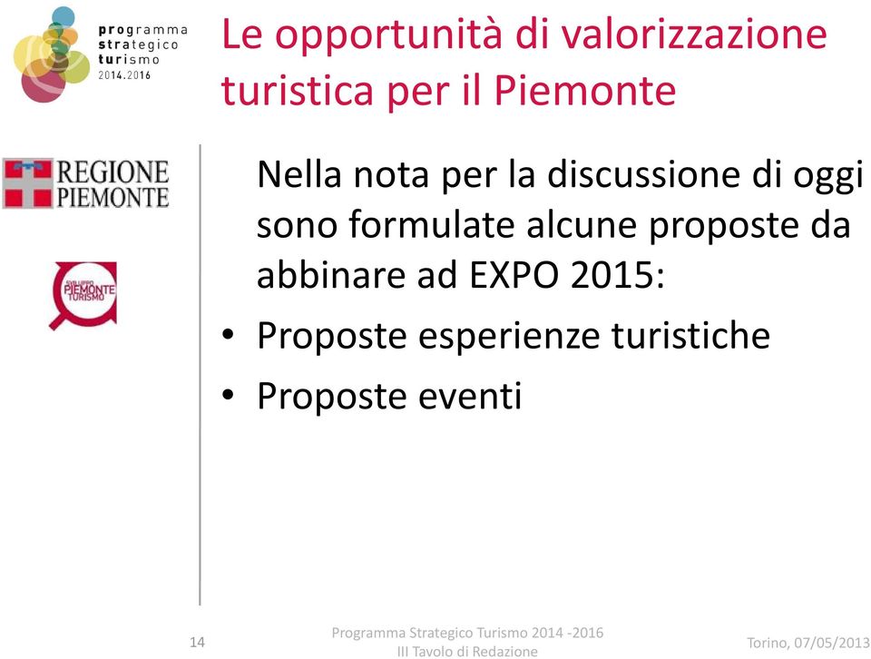 formulate alcune proposte p da abbinare ad EXPO