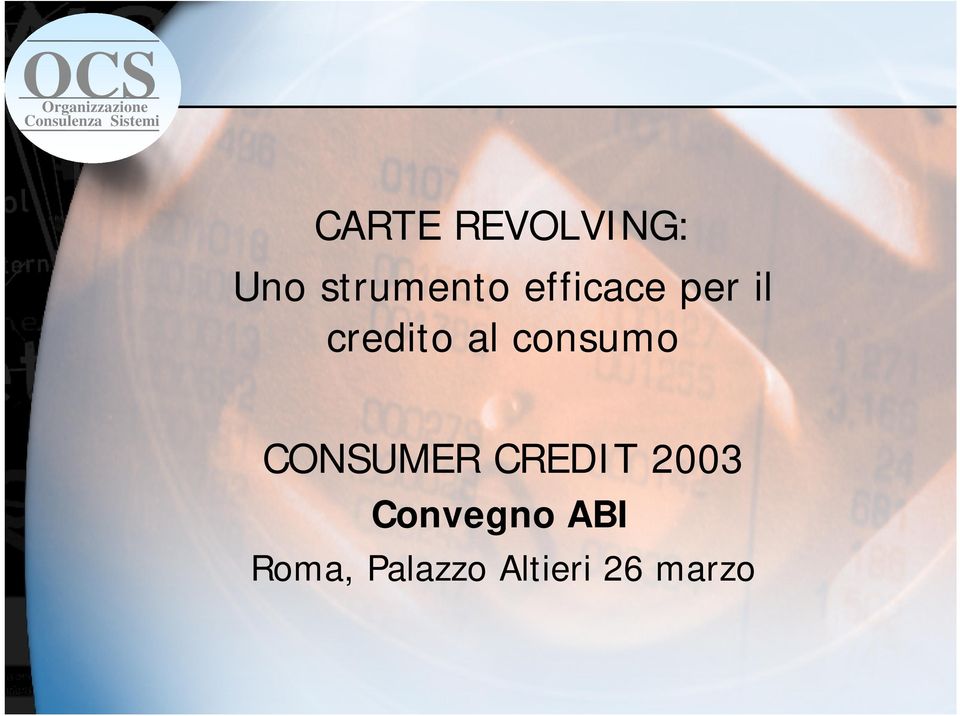 consumo CONSUMER CREDIT 2003