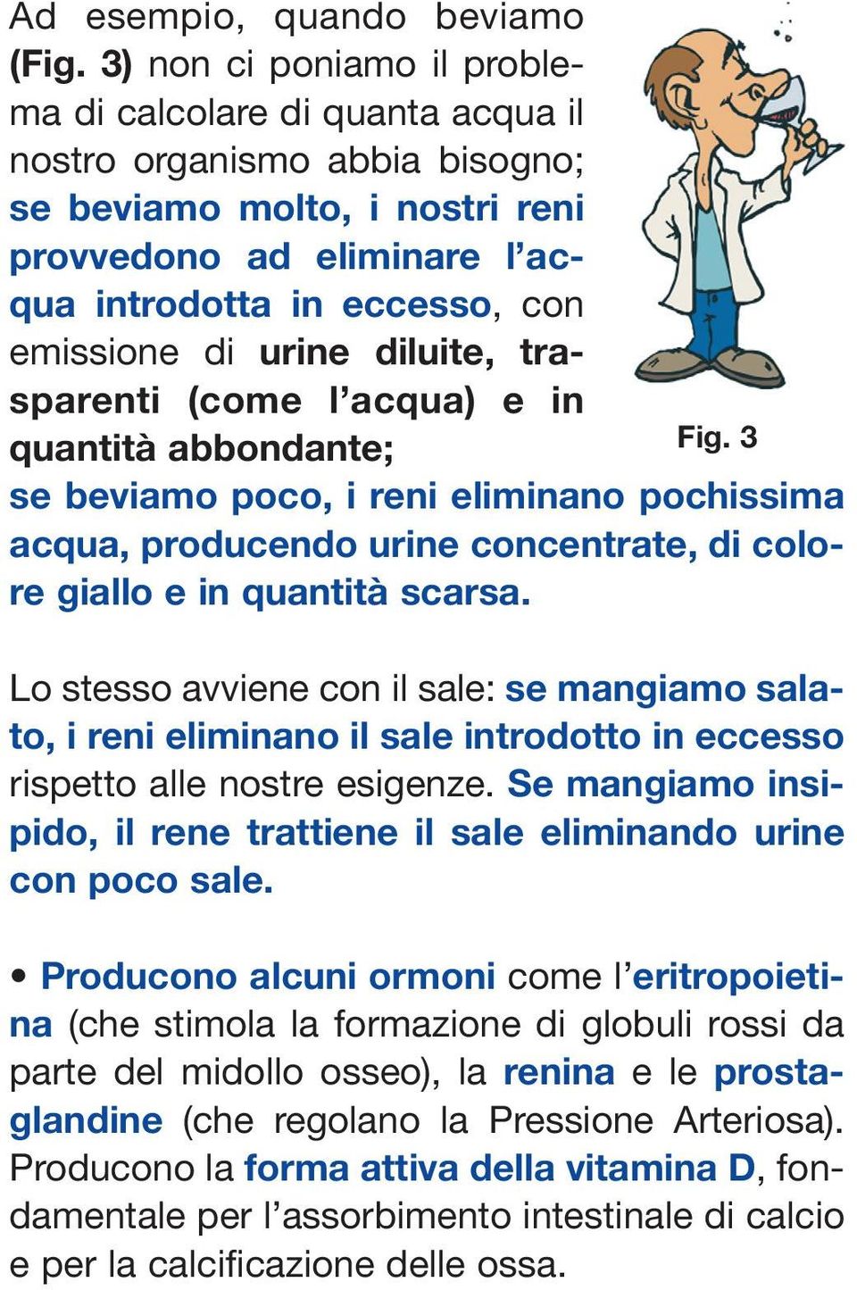 urine diluite, trasparenti (come l acqua) e in quantità abbondante; Fig. 3 se beviamo poco, i reni eliminano pochissima acqua, producendo urine concentrate, di colore giallo e in quantità scarsa.