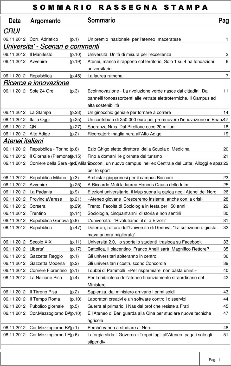 3) Ecoinnovazione - La rivoluzione verde nasce dai cittadini. Dai 11 pannelli fonoassorbenti alle vetrate elettrotermiche. Il Campus ad alta sostenibilità 06.11.2012 La Stampa (p.