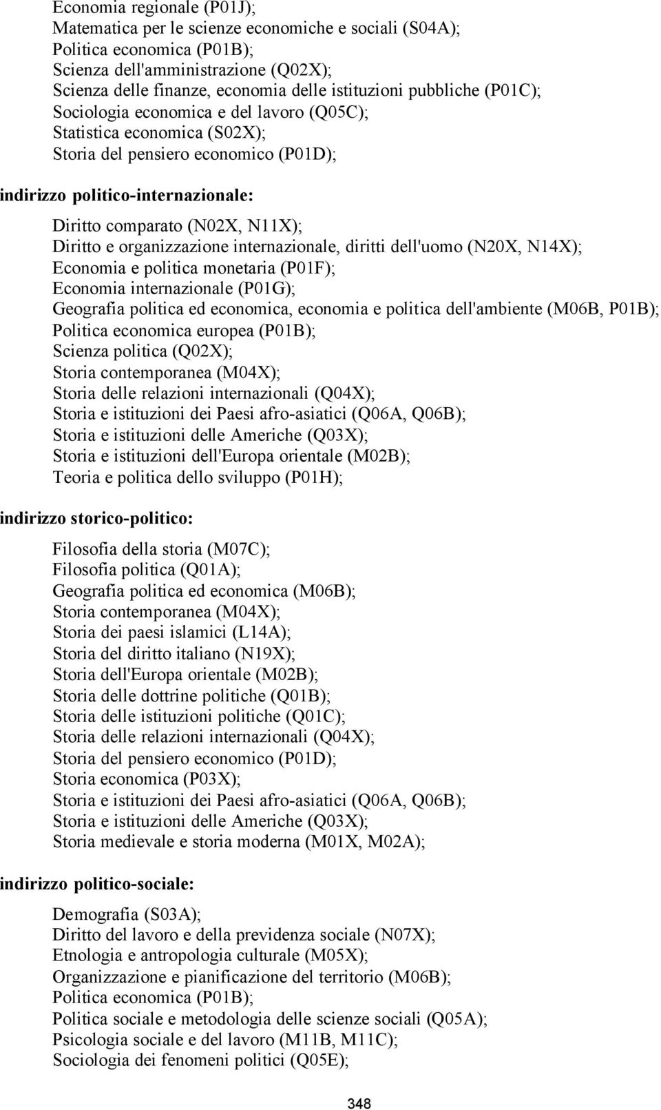 Diritto e organizzazione internazionale, diritti dell'uomo (N20X, N14X); Economia e politica monetaria (P01F); Economia internazionale (P01G); Geografia politica ed economica, economia e politica