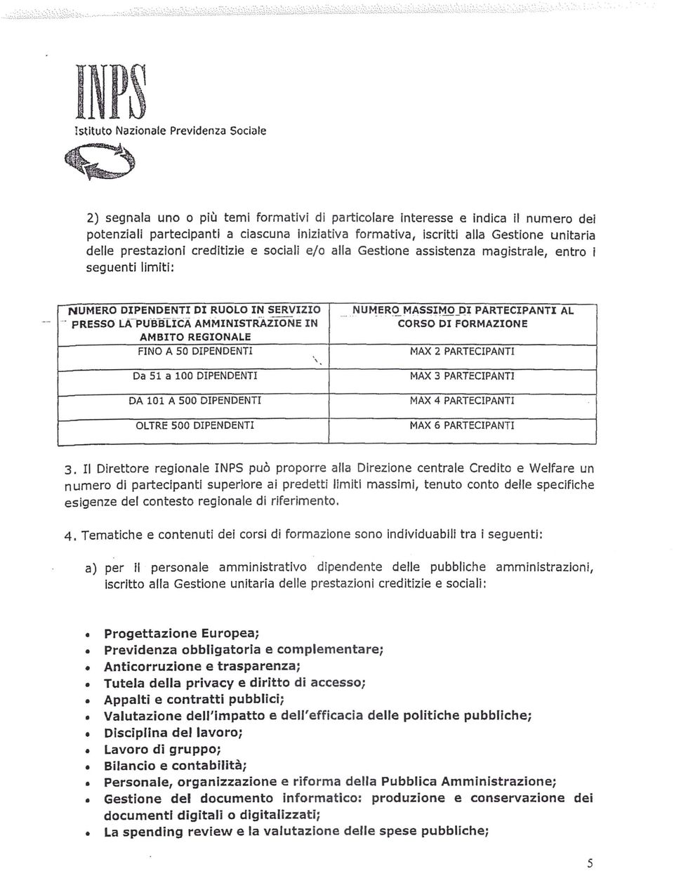 ESSO LA-pu-ÉfsIìcA AMMINISTRAZIONE IN CORSO DI FORMAZIONE AMBITO REGIONALE FINO A 50 DIPENDENTI, MAX 2 PARTECIPANTI Da 51 a 100 DIPENDENTI MAX 3 PARTECIPANTI DA 101 A 500 DIPENDENTI MAX 4