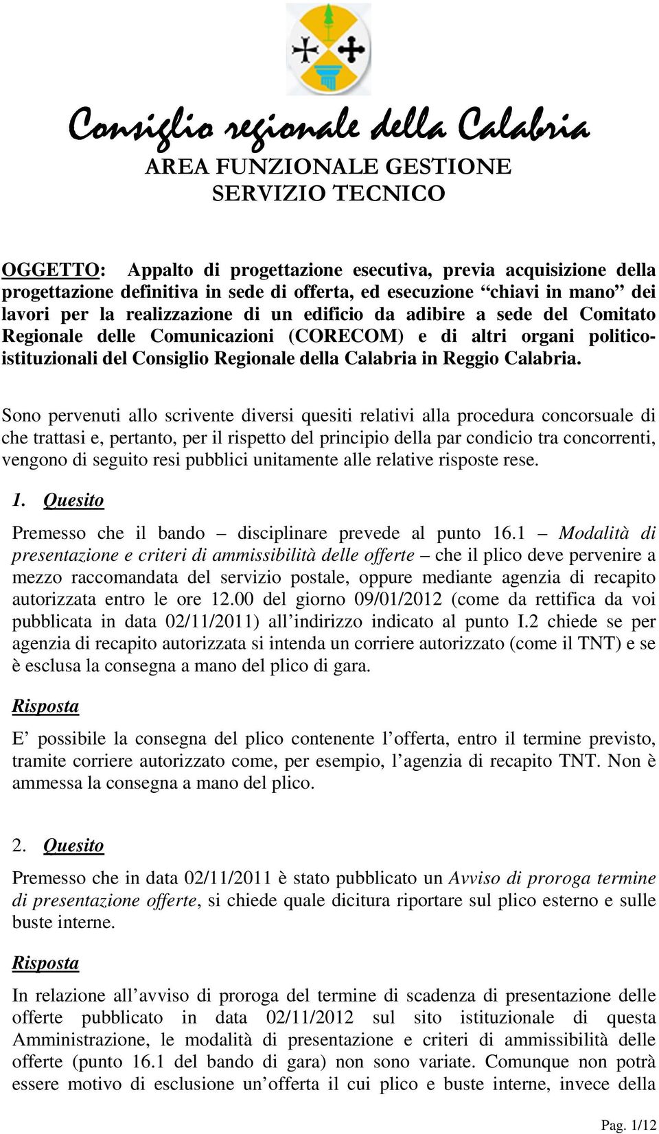 Regionale della Calabria in Reggio Calabria.