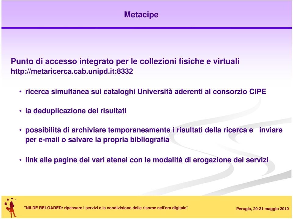 risultati possibilità di archiviare temporaneamente i risultati della ricerca e inviare per e-mail o