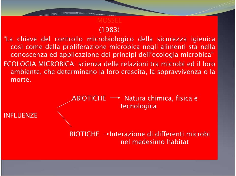 MICROBICA: scienza delle relazioni tra microbi ed il loro ambiente, che determinano la loro crescita, la