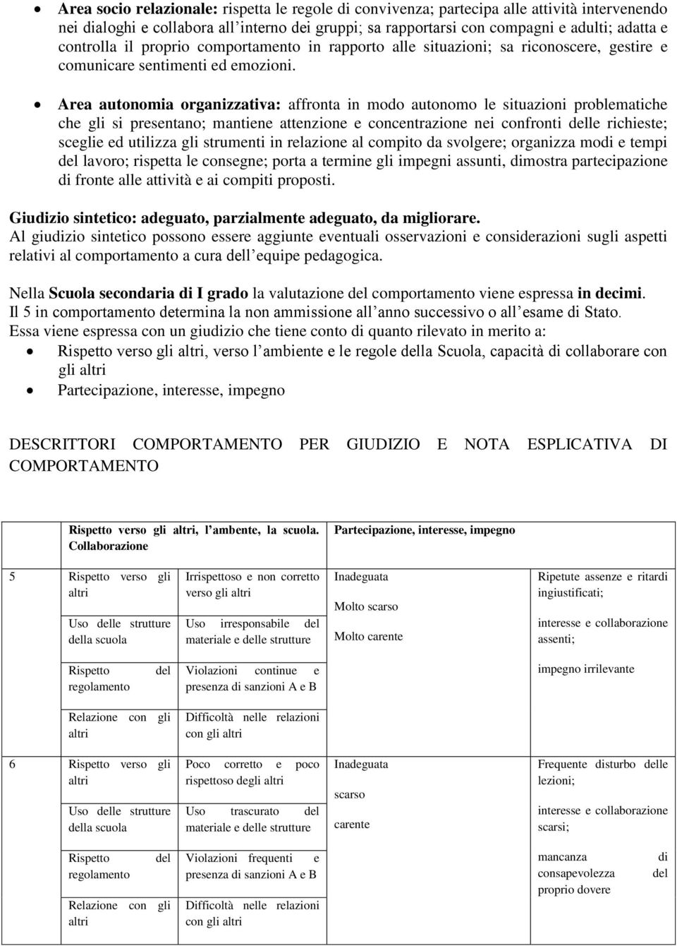 Area autonomia organizzativa: affronta in modo autonomo le situazioni problematiche che gli si presentano; mantiene attenzione e concentrazione nei confronti le richieste; sceglie ed utilizza gli