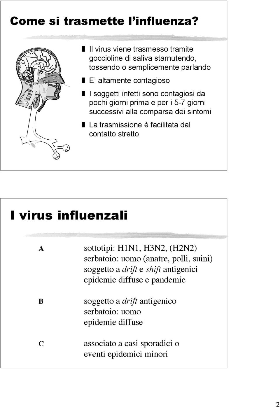 contagiosi da pochi giorni prima e per i 5-7 giorni successivi alla comparsa dei sintomi La trasmissione è facilitata dal contatto stretto I virus