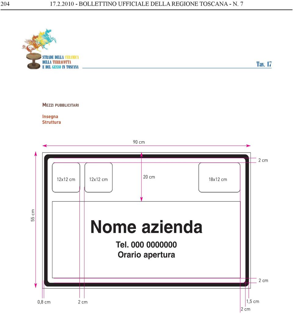 17 MEZZI PUBBLICITARI Insegna Struttura 90 cm 2 cm 12x12