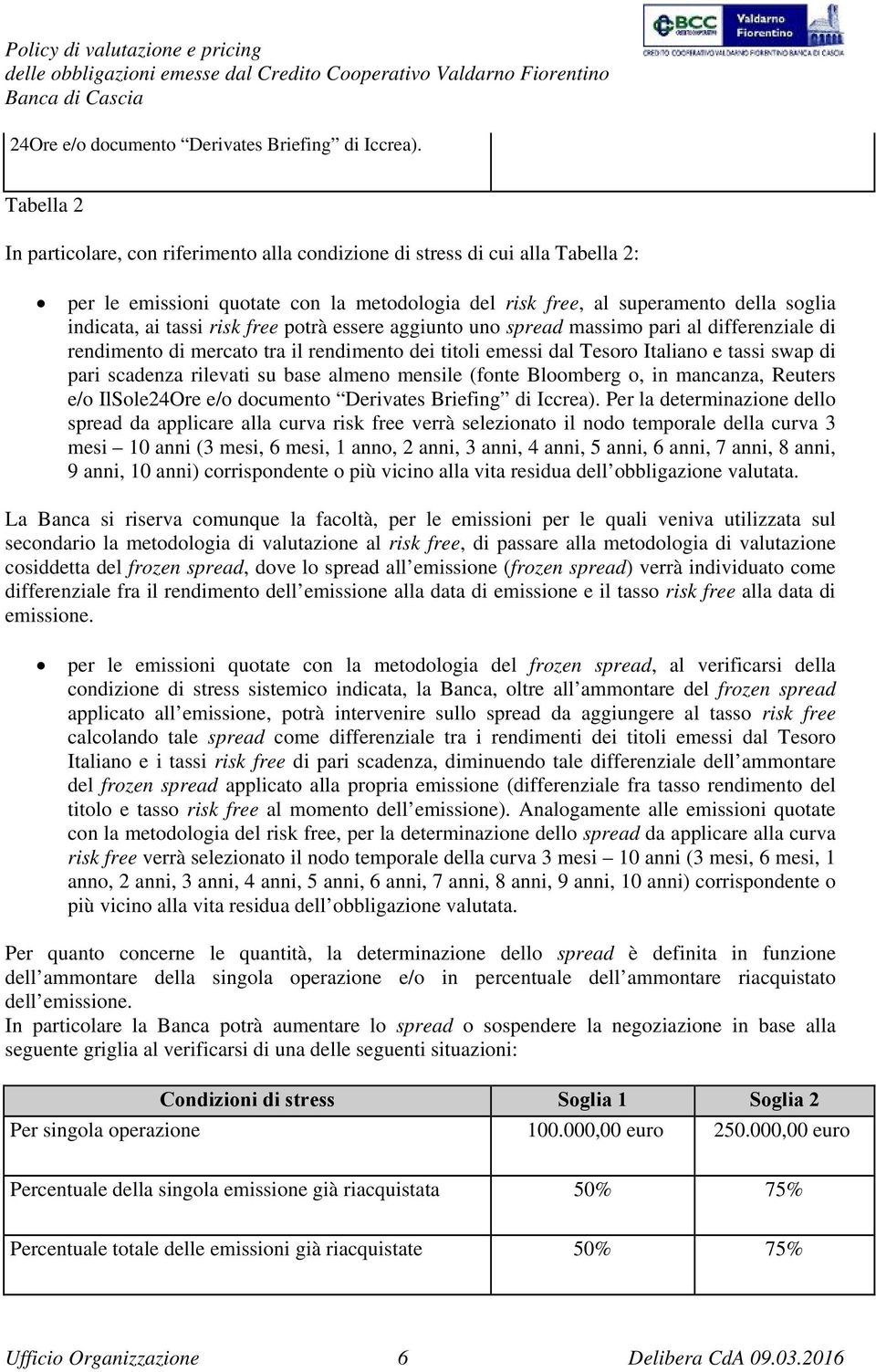 risk free potrà essere aggiunto uno spread massimo pari al differenziale di rendimento di mercato tra il rendimento dei titoli emessi dal Tesoro Italiano e tassi swap di pari scadenza rilevati su