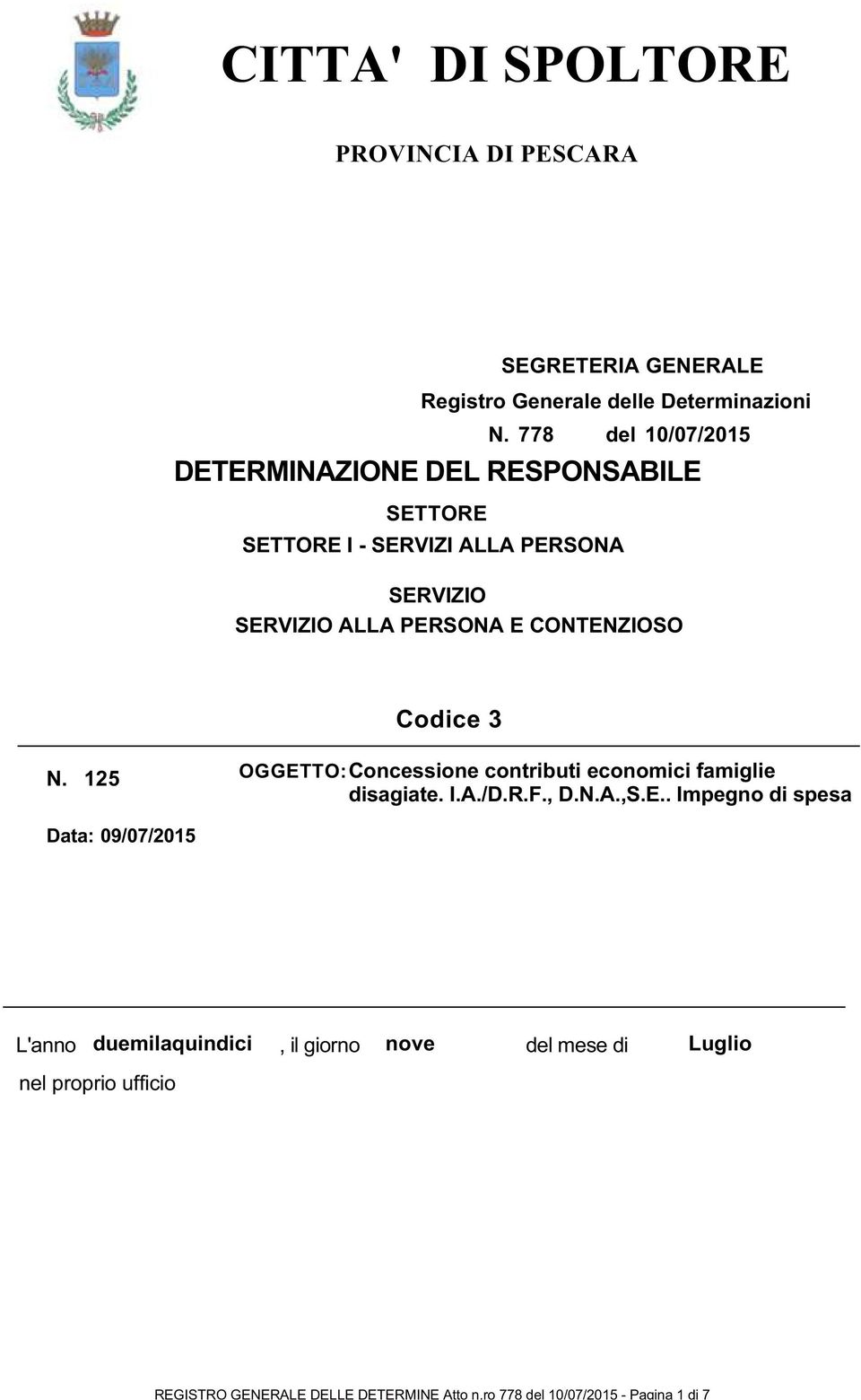 Determinazioni N.