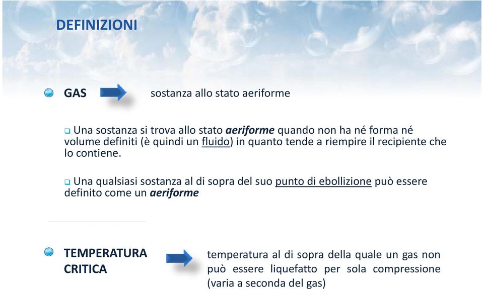 Una qualsiasi sostanza al di sopra del suo punto di ebollizione può essere definito come un aeriforme