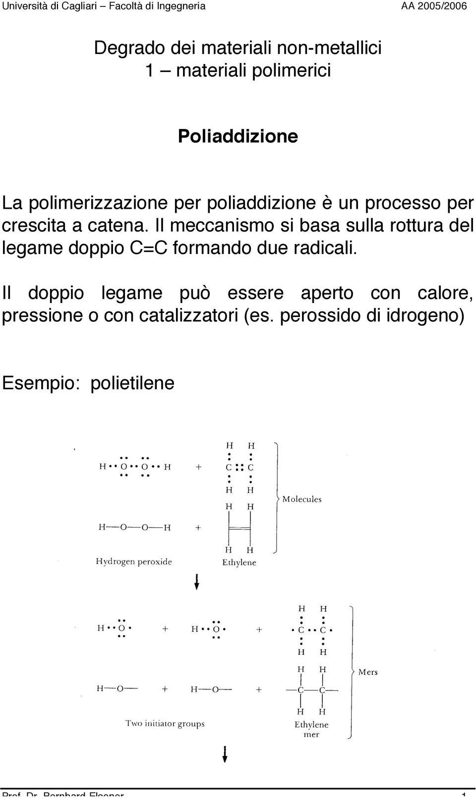 Il meccanismo si basa sulla rottura del legame doppio C=C formando due