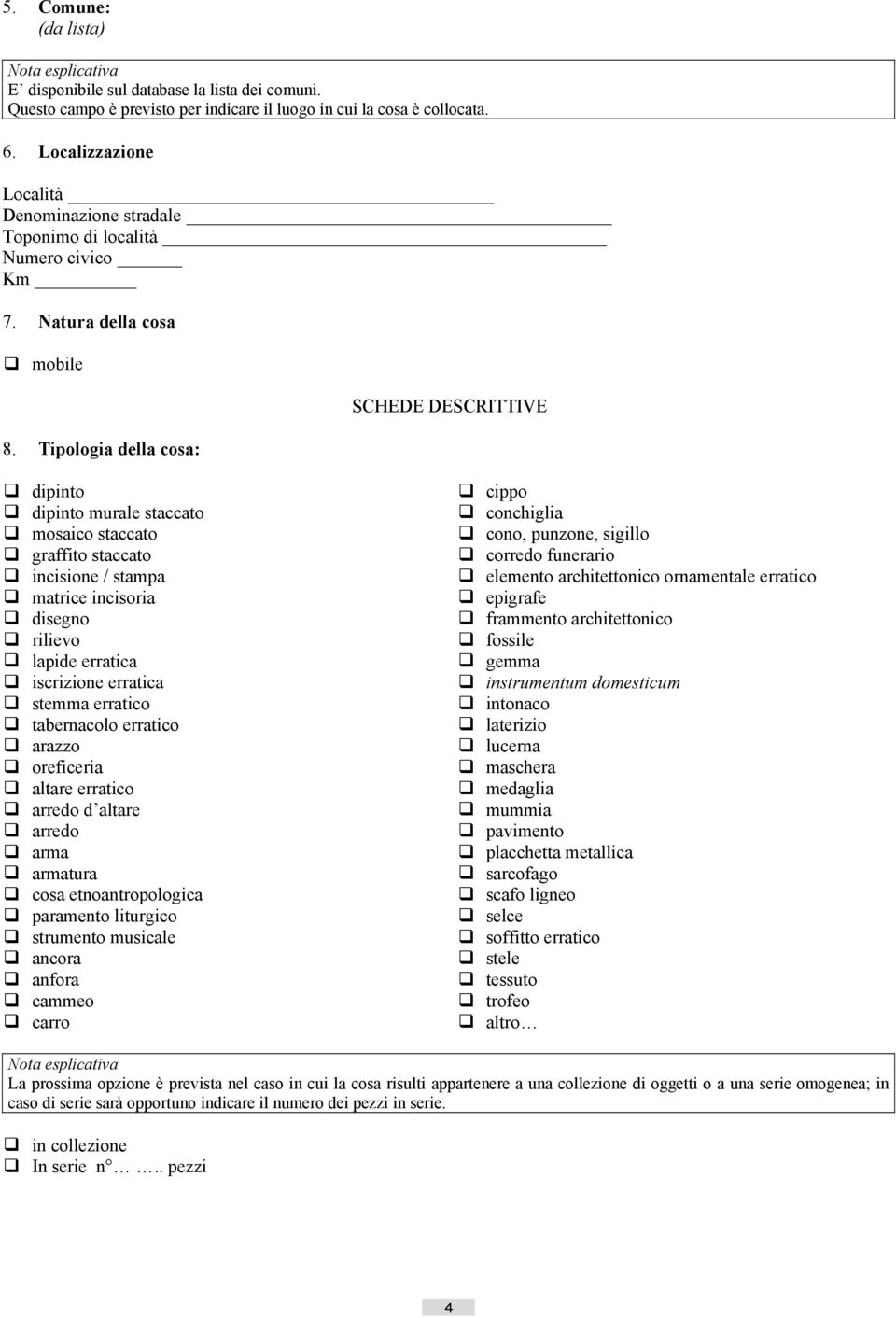 Tipologia della cosa: SCHEDE DESCRITTIVE dipinto dipinto murale staccato mosaico staccato graffito staccato incisione / stampa matrice incisoria disegno rilievo lapide erratica iscrizione erratica