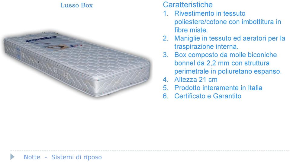 Box composto da molle biconiche bonnel da 2,2 mm con struttura perimetrale in