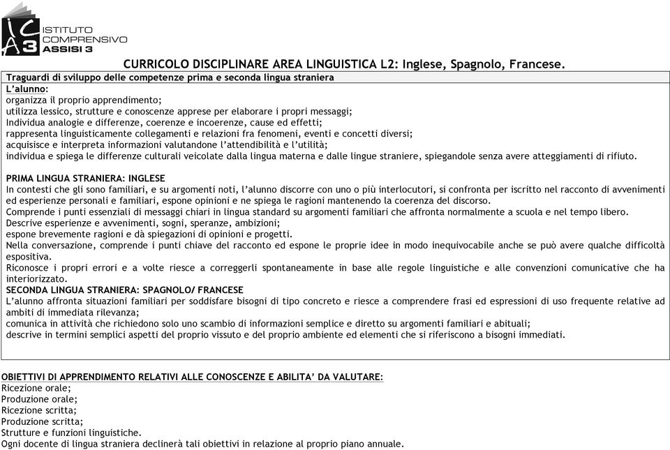 Individua analogie e differenze, coerenze e incoerenze, cause ed effetti; rappresenta linguisticamente collegamenti e relazioni fra fenomeni, eventi e concetti diversi; acquisisce e interpreta