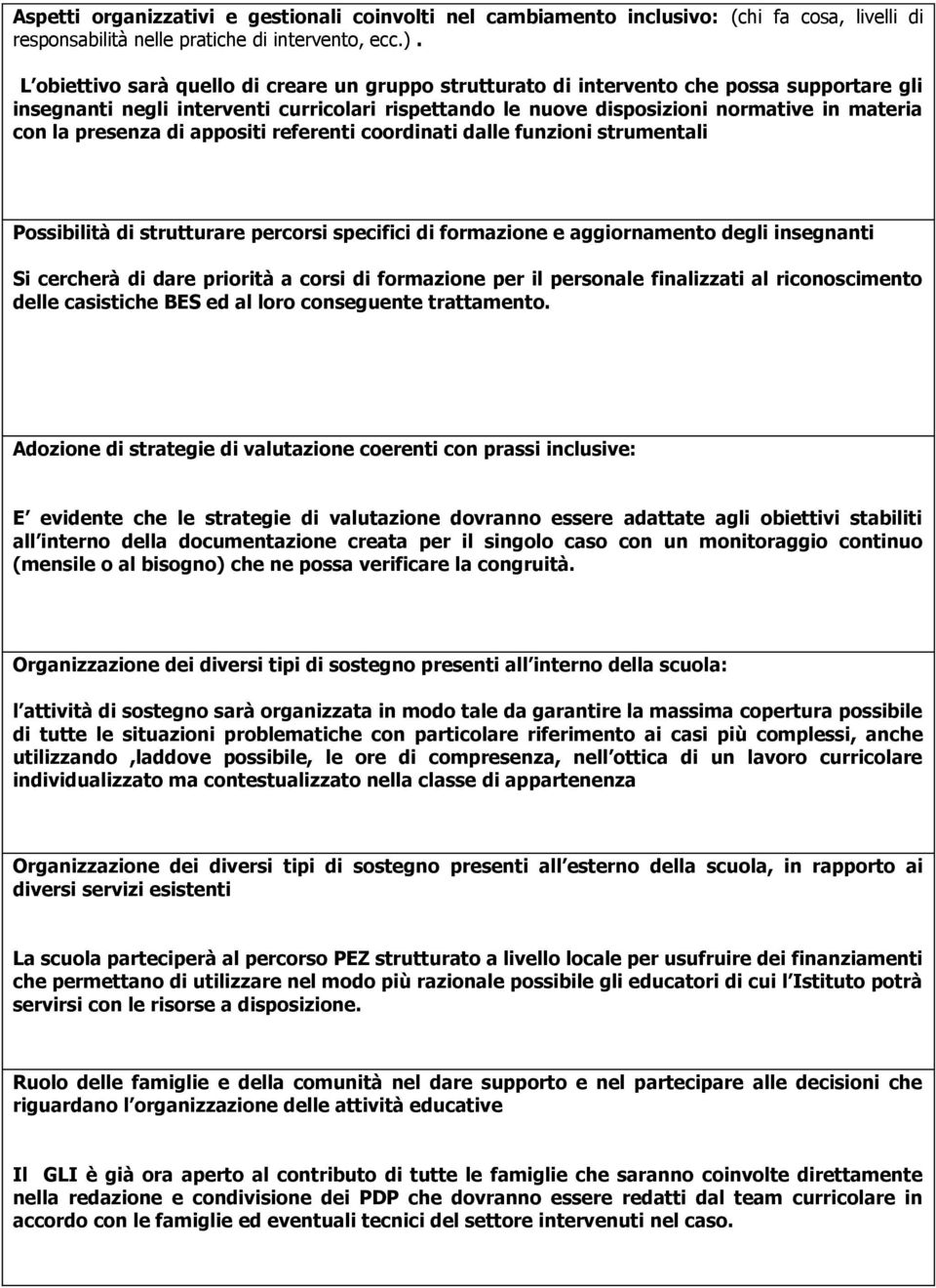 presenza di appositi referenti coordinati dalle funzioni strumentali Possibilità di strutturare percorsi specifici di formazione e aggiornamento degli insegnanti Si cercherà di dare priorità a corsi