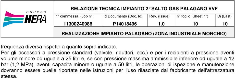 inferiore od uguale a 12 bar (1,2 MPa), aventi capacita minore o uguale a 50 litri, le operazioni di ispezione e