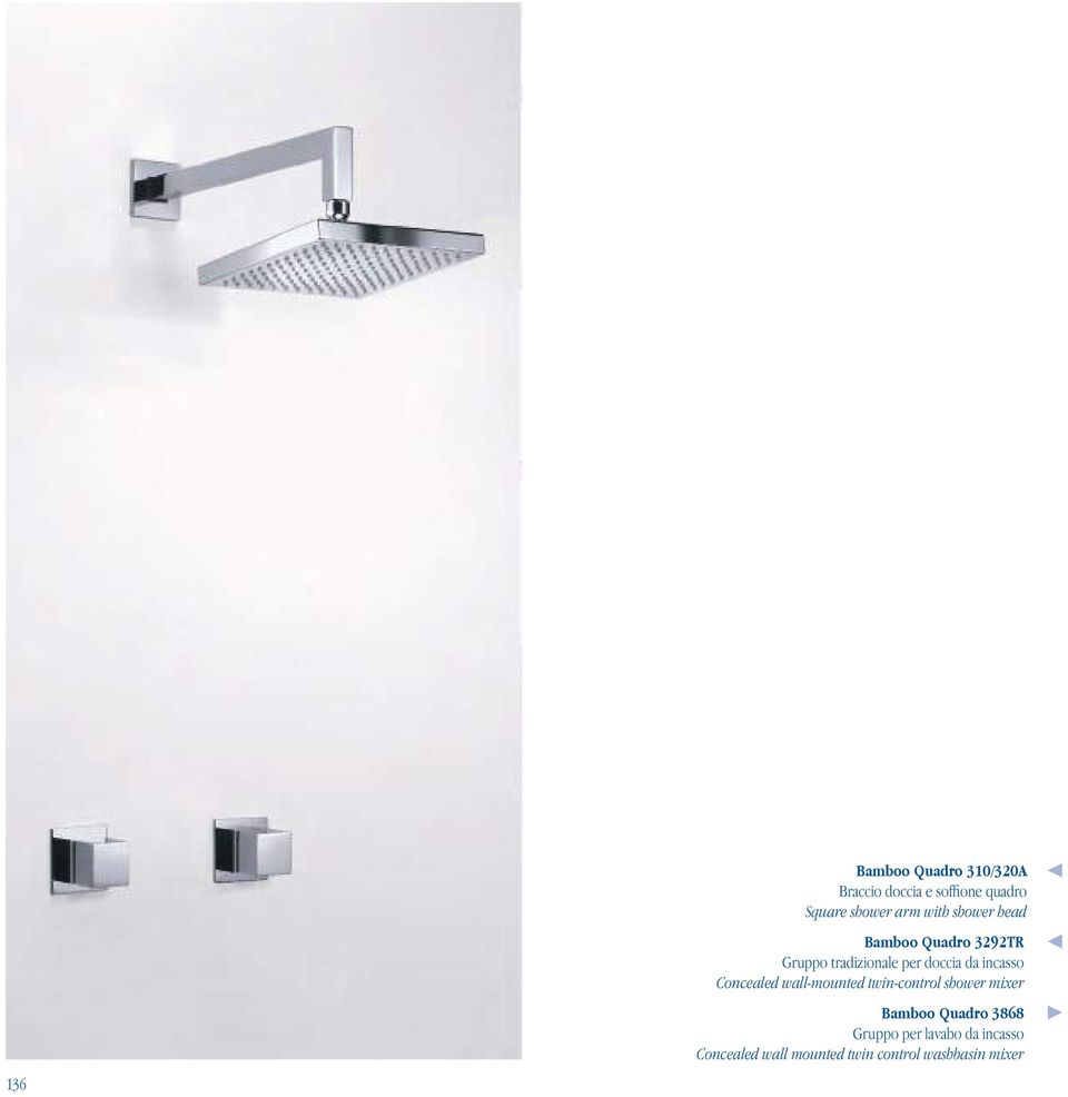 incasso Concealed wall-mounted twin-control shower mixer Bamboo Quadro 3868