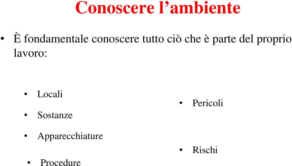 proprio lavoro: Locali Sostanze