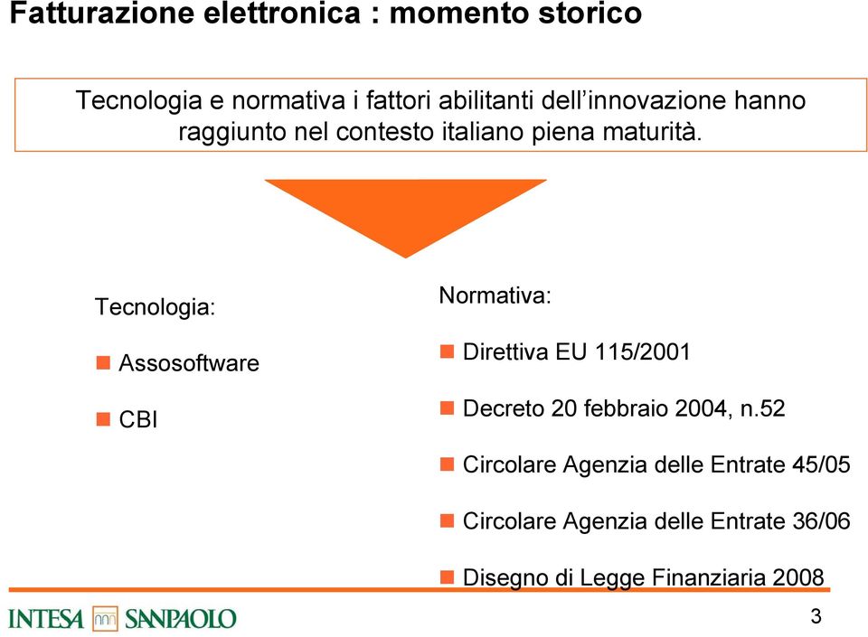 Tecnologia: Assosoftware CBI Normativa: Direttiva EU 115/2001 Decreto 20 febbraio 2004, n.