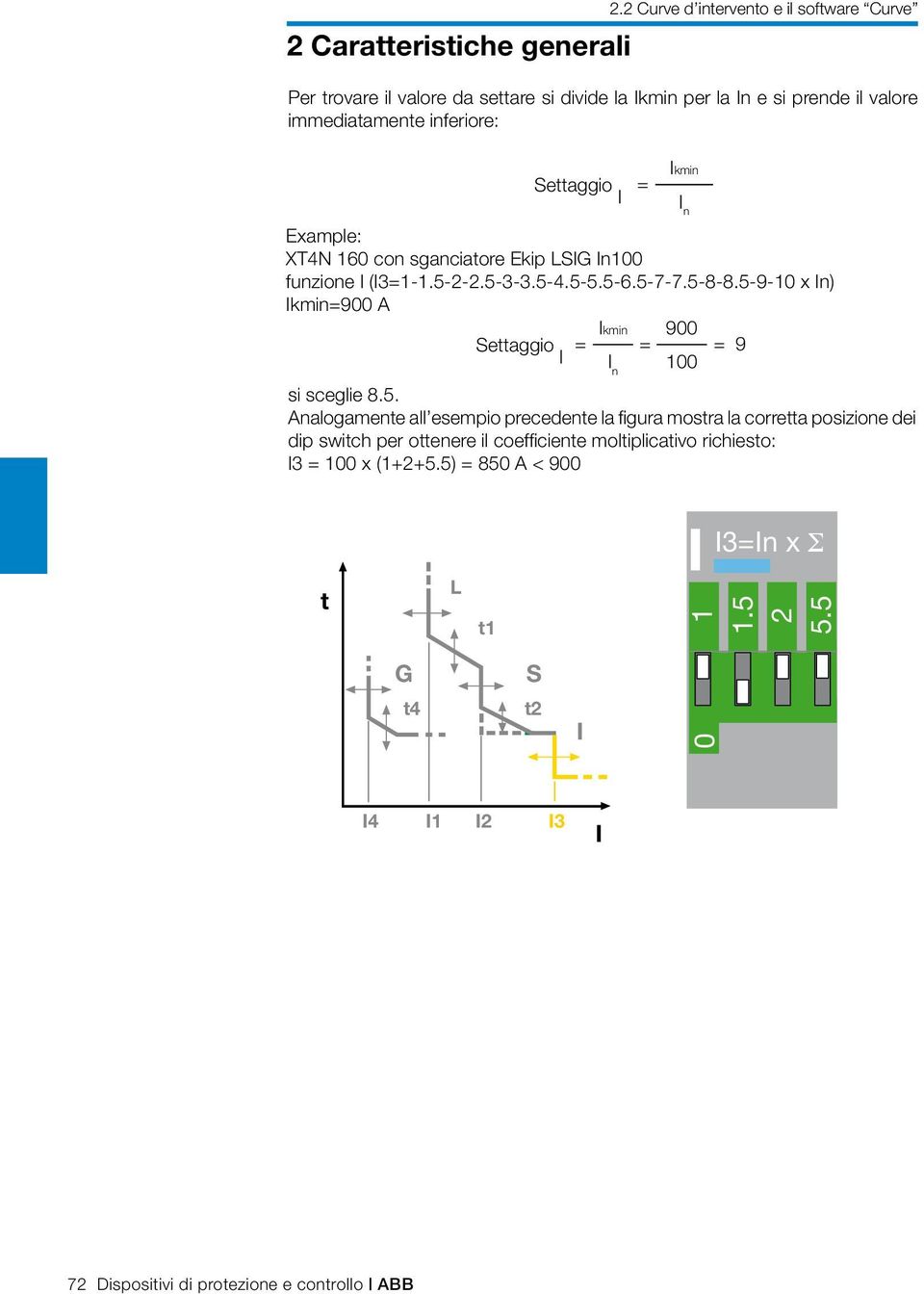 5-9-10 x n) kmin=900 A Settaggio = kmin = 900 = 9 l n 100 si sceglie 8.5. Analogamente all esempio precedente la figura mostra la corretta