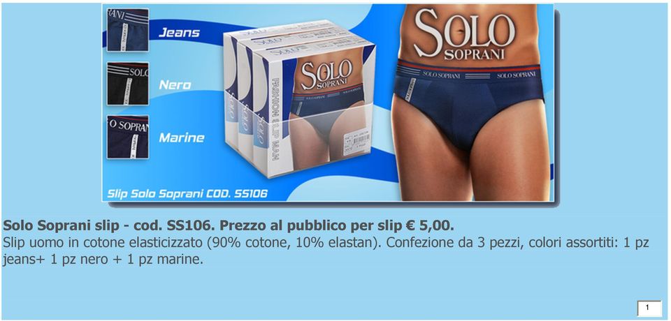 Slip uomo in cotone elasticizzato (90% cotone,