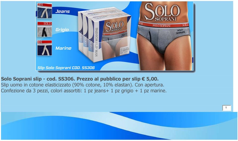 Slip uomo in cotone elasticizzato (90% cotone, 0%