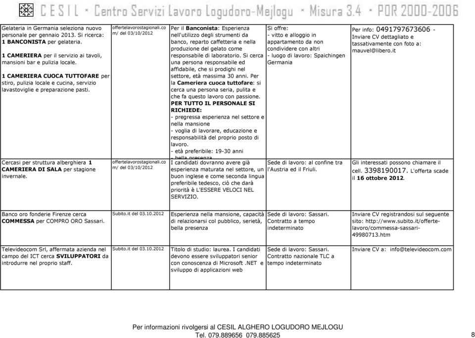 Offerte Di Lavoro Offerta Di Lavoro Fonte Requisiti Richiesti Cosa