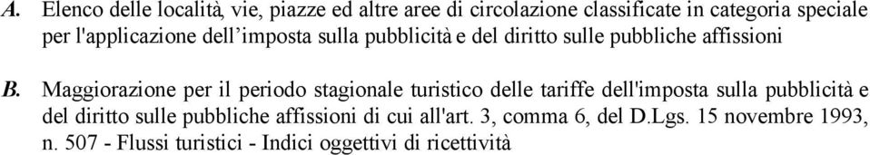 Maggiorazione per il periodo stagionale turistico delle tariffe dell'imposta sulla pubblicità e del diritto