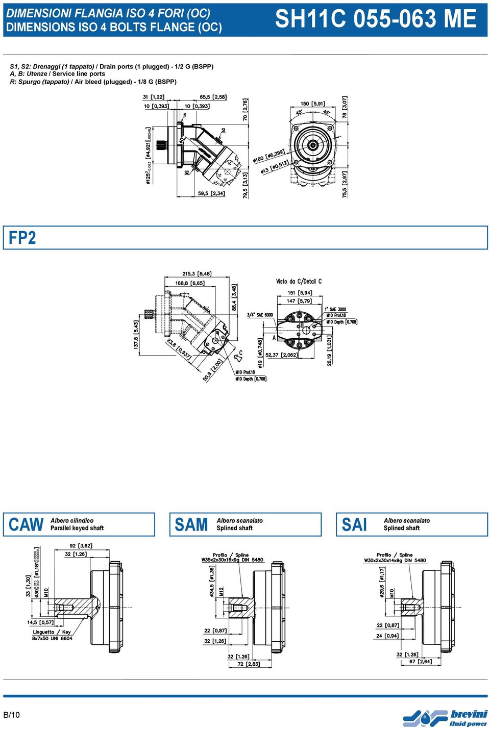 (BSPP) A, B: Utenze / Service line ports R: Spurgo (tappato) / Air bleed