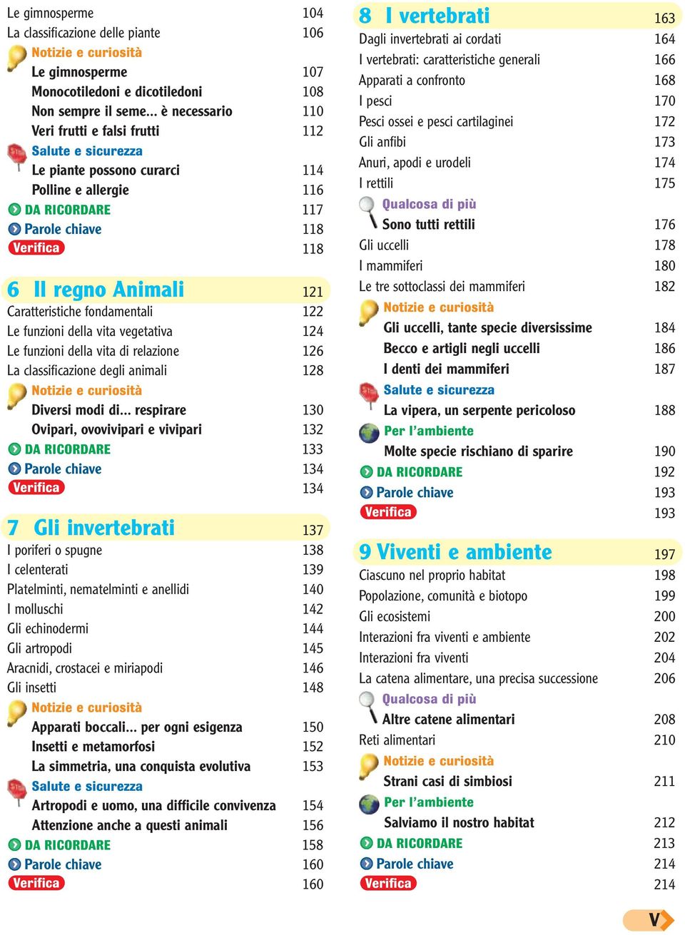 Caratteristiche fondamentali 122 Le funzioni della vita vegetativa 124 Le funzioni della vita di relazione 126 La classificazione degli animali 128 Notizie e curiosità Diversi modi di.