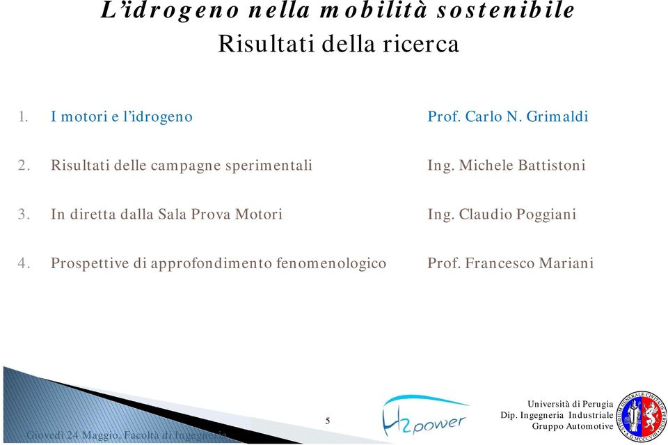 Risultati delle campagne sperimentali Ing. Michele Battistoni 3.
