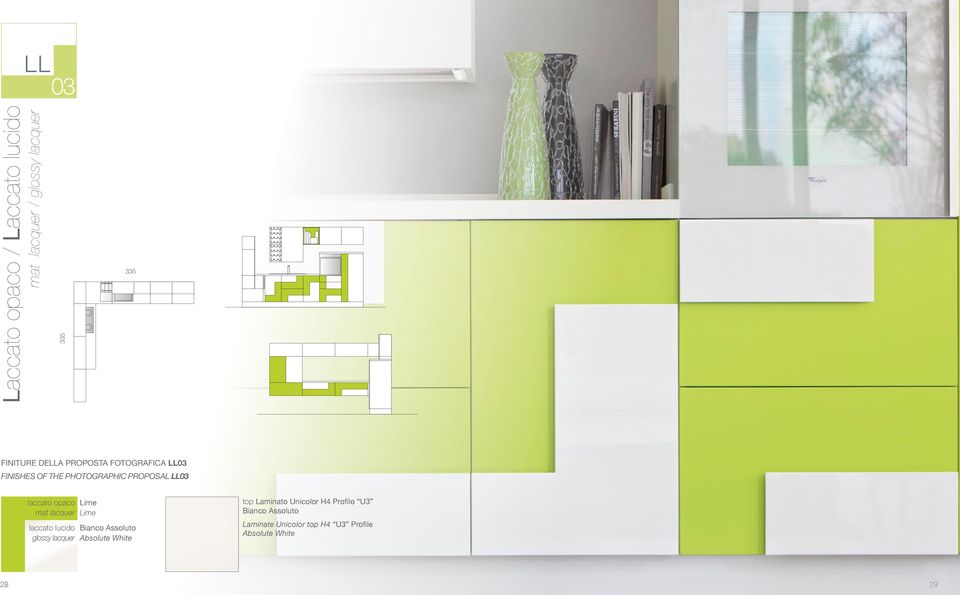 lacquer laccato lucido glossy lacquer Lime Lime Bianco Assoluto Absolute White top