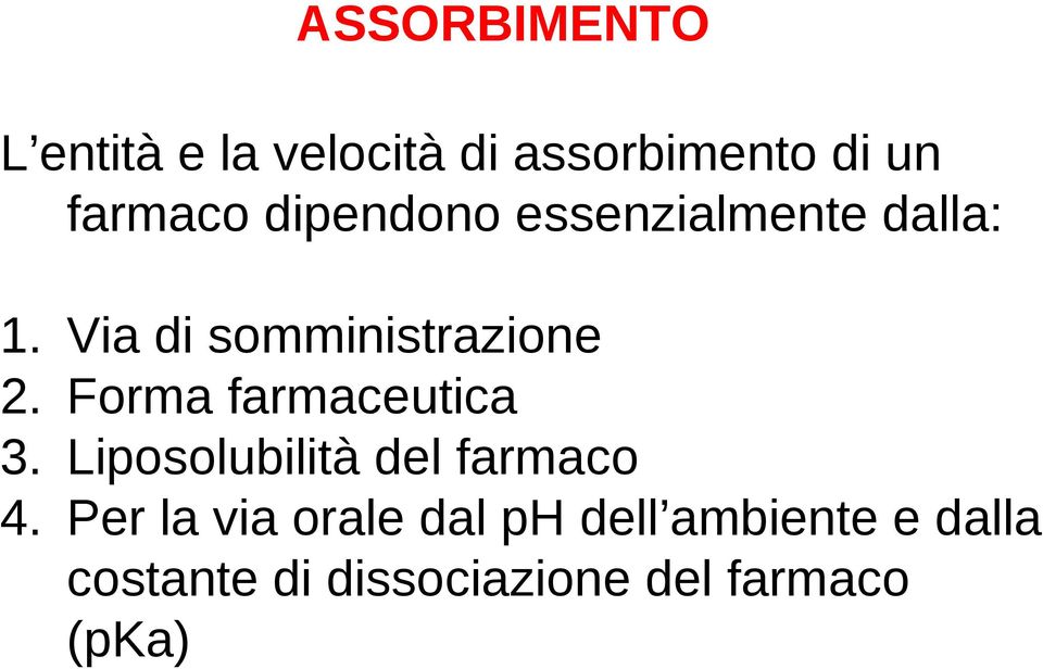 Via di somministrazione Forma farmaceutica Liposolubilità del