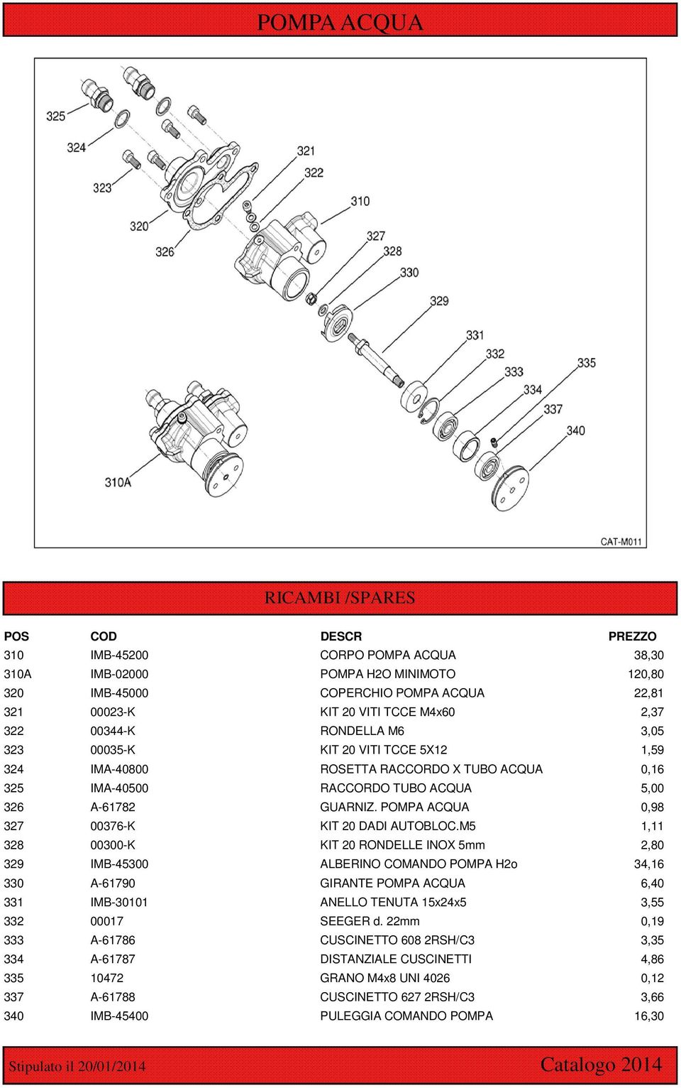 POMPA ACQUA 0,98 327 00376-K KIT 20 DADI AUTOBLOC.