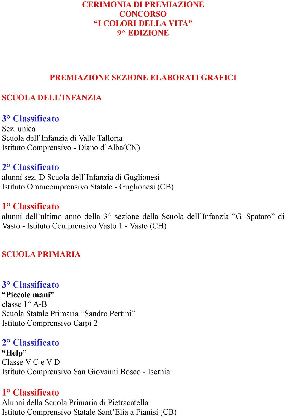 D Scuola dell Infanzia di Guglionesi Istituto Omnicomprensivo Statale - Guglionesi (CB) alunni dell ultimo anno della 3^ sezione della Scuola dell Infanzia G.