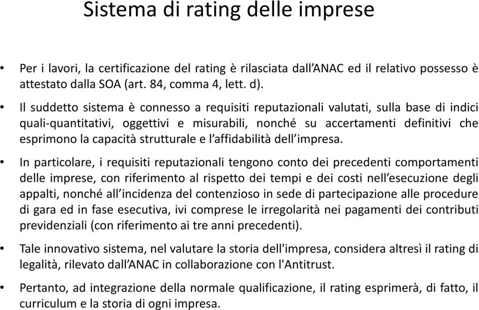 strutturale e l affidabilità dell impresa.