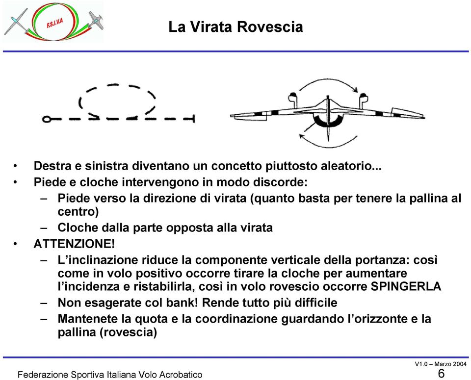 parte opposta alla virata ATTENZIONE!