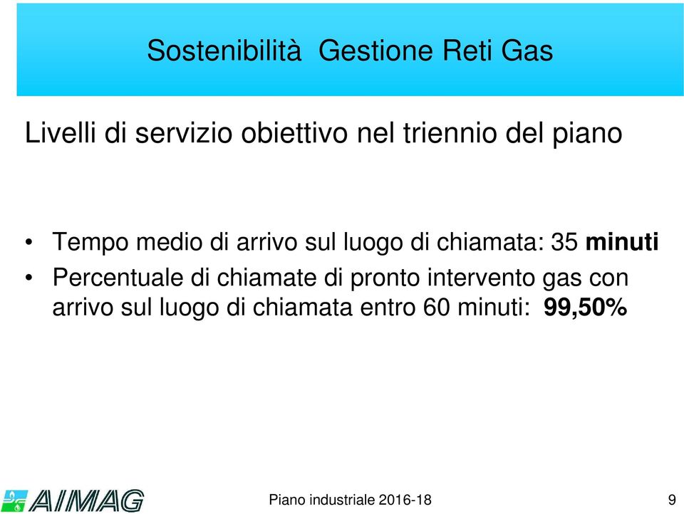 minuti Percentuale di chiamate di pronto intervento gas con arrivo