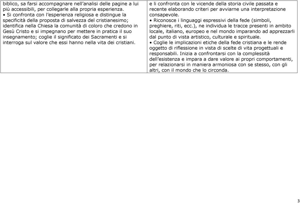 impegnano per mettere in pratica il suo insegnamento; coglie il significato dei Sacramenti e si interroga sul valore che essi hanno nella vita dei cristiani.