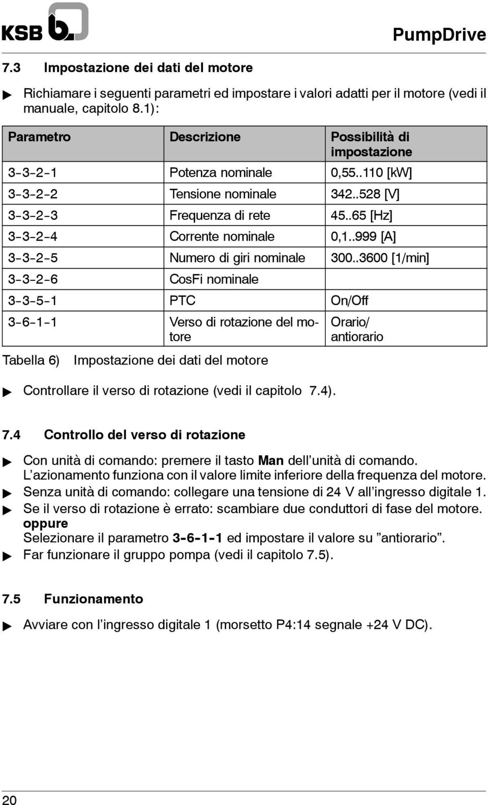 .65 [Hz] 3--3--2--4 Corrente nominale 0,1..999 [A] 3--3--2--5 Numero di giri nominale 300.