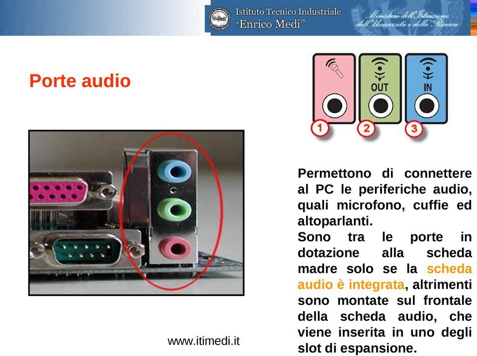 Sono tra le porte in dotazione alla scheda madre solo se la scheda audio è