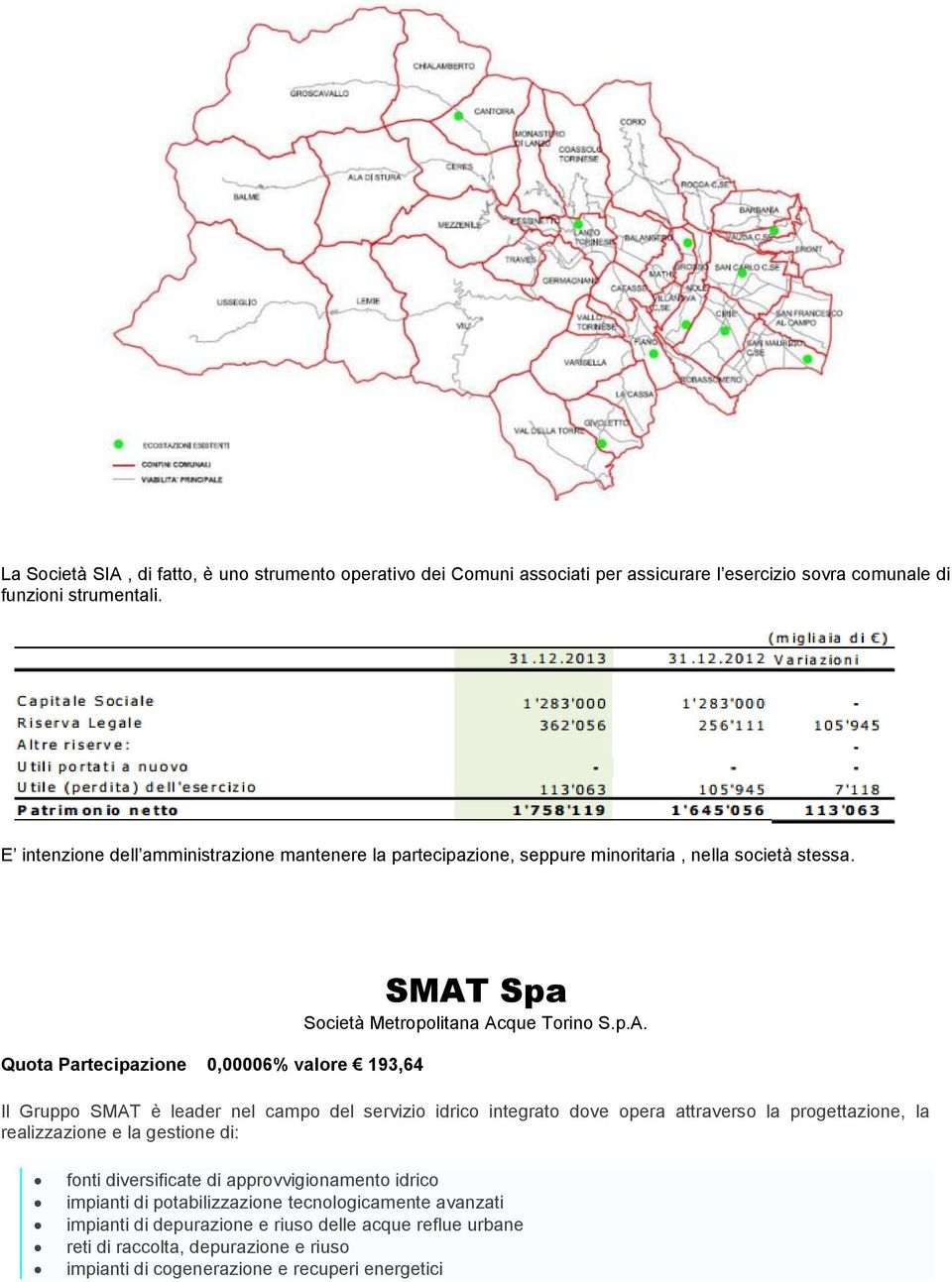 Quota Partecipazione 0,00006% valore 193,64 SMAT