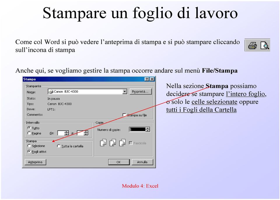 stampa occorre andare sul menù File/Stampa Nella sezione Stampa possiamo decidere se