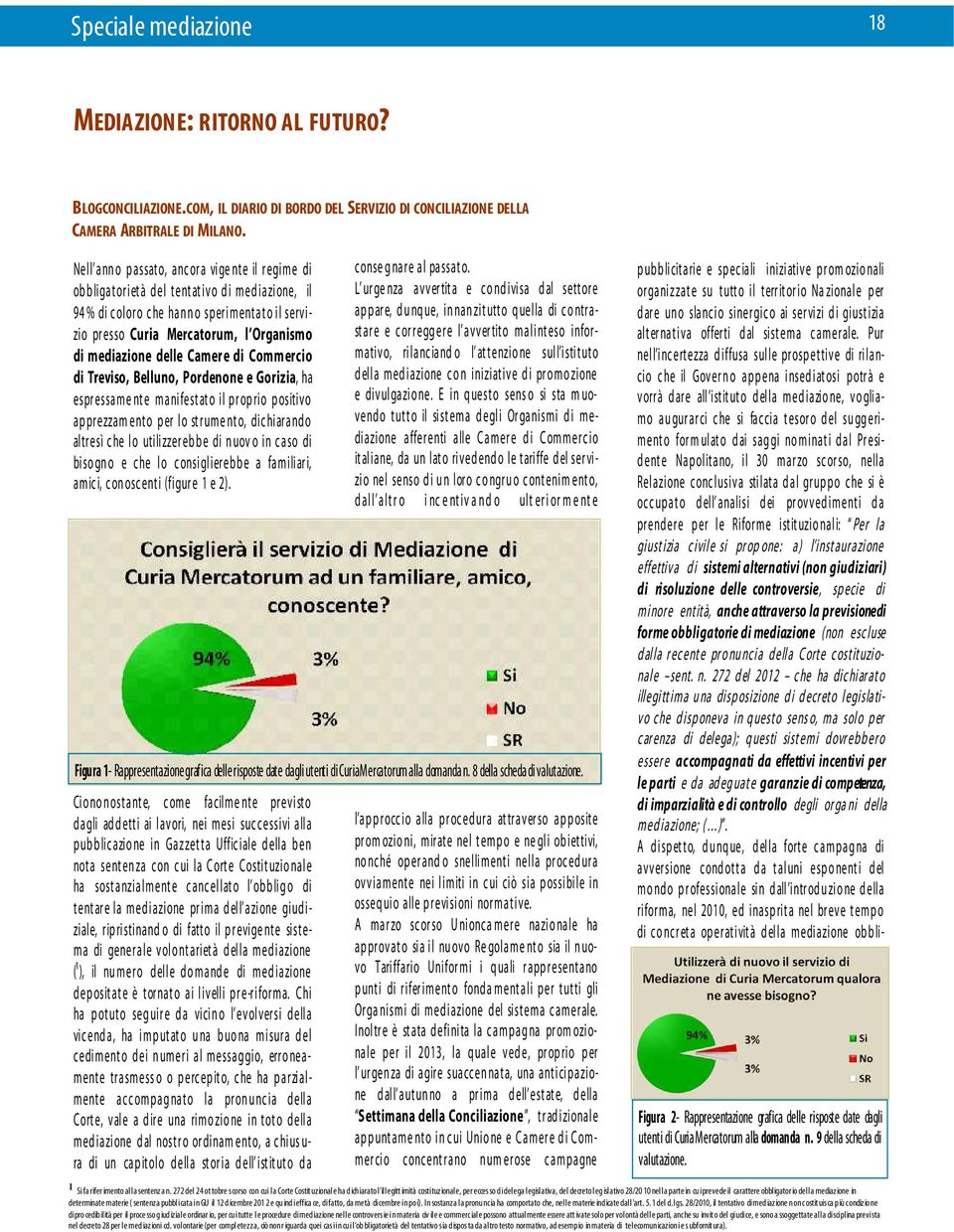 Mercatorum, l Organismo di mediazione delle Camer e di Commercio di Treviso, Belluno, Pordenone e Gorizia, ha espr essa m e nt e m a ni fest at o i l p r op ri o p ositi v o a p pr ezza m ent o p er