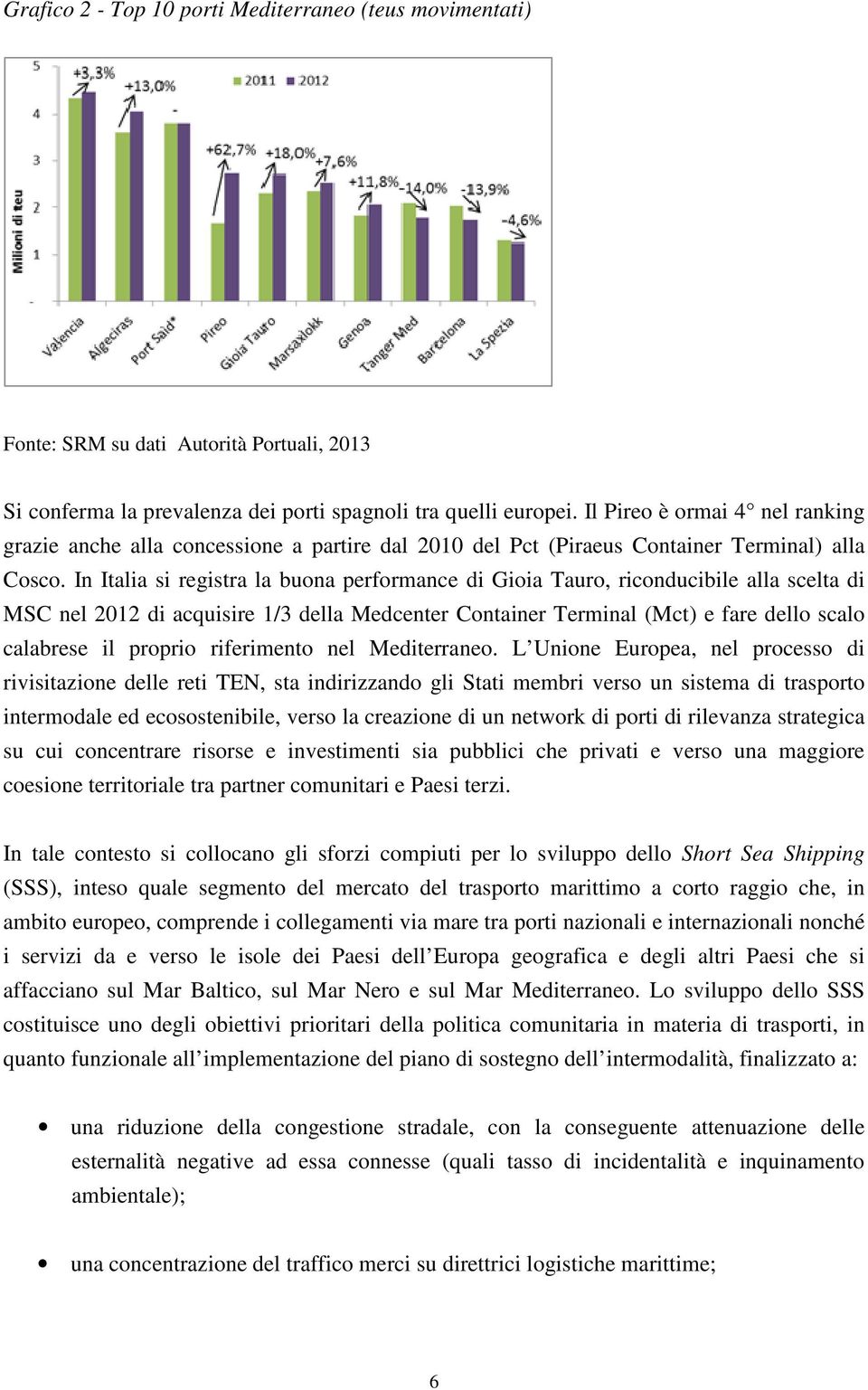 In Italia si registra la buona performance di Gioia Tauro, riconducibile alla scelta di MSC nel 2012 di acquisire 1/3 della Medcenter Container Terminal (Mct) e fare dello scalo calabrese il proprio