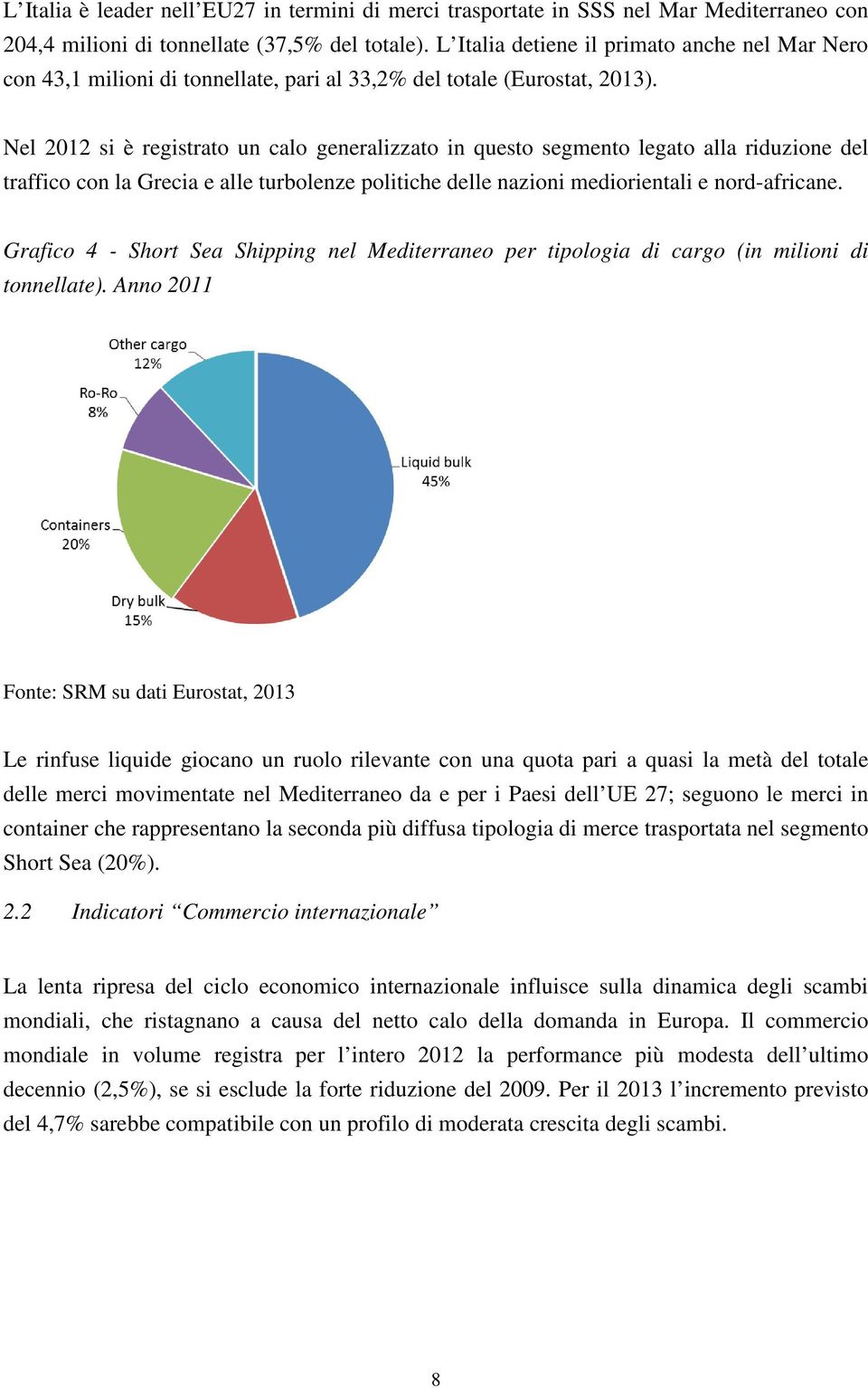 Nel 2012 si è registrato un calo generalizzato in questo segmento legato alla riduzione del traffico con la Grecia e alle turbolenze politiche delle nazioni mediorientali e nord-africane.