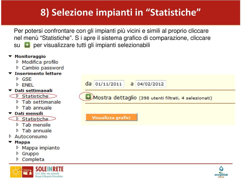 menù Statistiche.